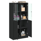 NNEVL Highboard with Doors Black 68x37x142 cm Engineered Wood