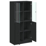 NNEVL Highboard with Doors Black 68x37x142 cm Engineered Wood