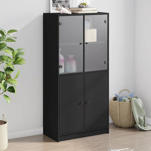 NNEVL Highboard with Doors Black 68x37x142 cm Engineered Wood