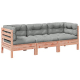 NNEVL 3 Piece Garden Sofa Set with Cushions Solid Wood Douglas Fir