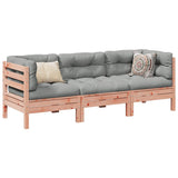 NNEVL 3 Piece Garden Sofa Set with Cushions Solid Wood Douglas Fir