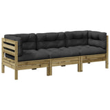 NNEVL 3 Piece Garden Sofa Set with Cushions Impregnated Wood Pine