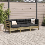 NNEVL 3 Piece Garden Sofa Set with Cushions Impregnated Wood Pine