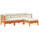 NNEVL 4 Piece Garden Sofa Set with Cushions Wax Brown Solid Wood Pine