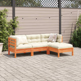 NNEVL 4 Piece Garden Sofa Set with Cushions Wax Brown Solid Wood Pine