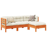 NNEVL 4 Piece Garden Sofa Set with Cushions Wax Brown Solid Wood Pine