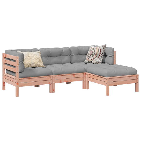 NNEVL 4 Piece Garden Sofa Set with Cushions Solid Wood Douglas Fir