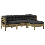 NNEVL 4 Piece Garden Sofa Set with Cushions Impregnated Wood Pine
