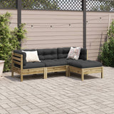 NNEVL 4 Piece Garden Sofa Set with Cushions Impregnated Wood Pine