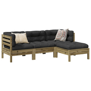 NNEVL 4 Piece Garden Sofa Set with Cushions Impregnated Wood Pine