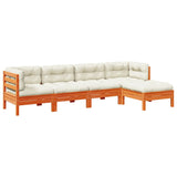 NNEVL 5 Piece Garden Sofa Set with Cushions Wax Brown Solid Wood Pine