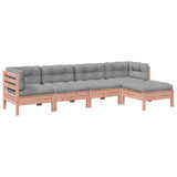 NNEVL 5 Piece Garden Sofa Set with Cushions Solid Wood Douglas Fir