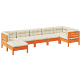 NNEVL 7 Piece Garden Sofa Set with Cushions Wax Brown Solid Wood Pine