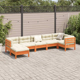 NNEVL 7 Piece Garden Sofa Set with Cushions Wax Brown Solid Wood Pine