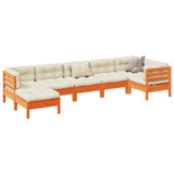 NNEVL 7 Piece Garden Sofa Set with Cushions Wax Brown Solid Wood Pine