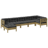 NNEVL 7 Piece Garden Sofa Set with Cushions Impregnated Wood Pine