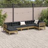 NNEVL 7 Piece Garden Sofa Set with Cushions Impregnated Wood Pine