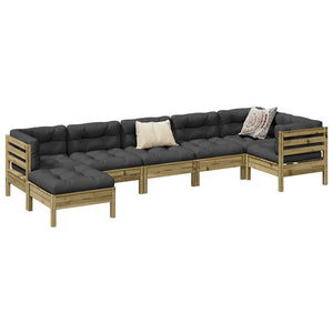 NNEVL 7 Piece Garden Sofa Set with Cushions Impregnated Wood Pine