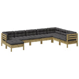 NNEVL 8 Piece Garden Sofa Set with Cushions Impregnated Wood Pine