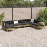 NNEVL 8 Piece Garden Sofa Set with Cushions Impregnated Wood Pine