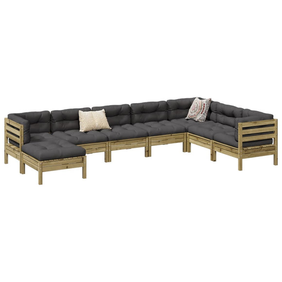 NNEVL 8 Piece Garden Sofa Set with Cushions Impregnated Wood Pine