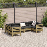 NNEVL 6 Piece Garden Sofa Set with Cushions Impregnated Wood Pine