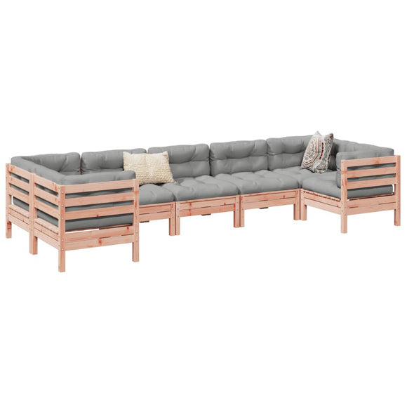 NNEVL 7 Piece Garden Sofa Set with Cushions Solid Wood Douglas Fir