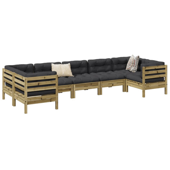 NNEVL 7 Piece Garden Sofa Set with Cushions Impregnated Wood Pine