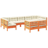 NNEVL 9 Piece Garden Sofa Set with Cushions Wax Brown Solid Wood Pine