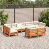 NNEVL 9 Piece Garden Sofa Set with Cushions Wax Brown Solid Wood Pine