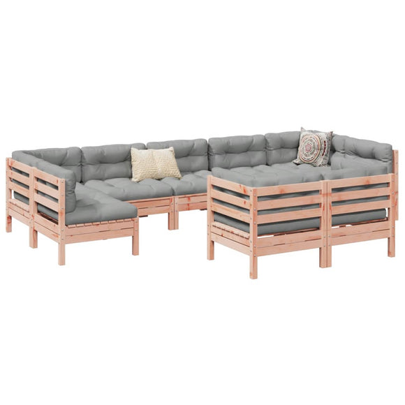 NNEVL 9 Piece Garden Sofa Set with Cushions Solid Wood Douglas Fir
