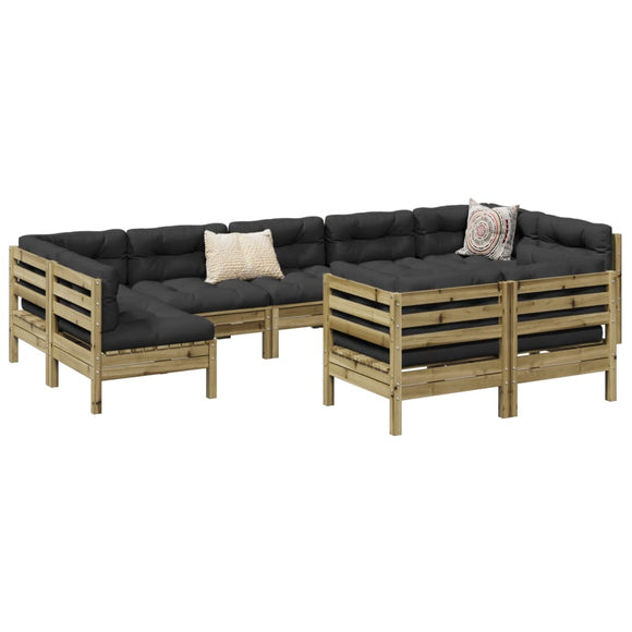 NNEVL 9 Piece Garden Sofa Set with Cushions Impregnated Wood Pine