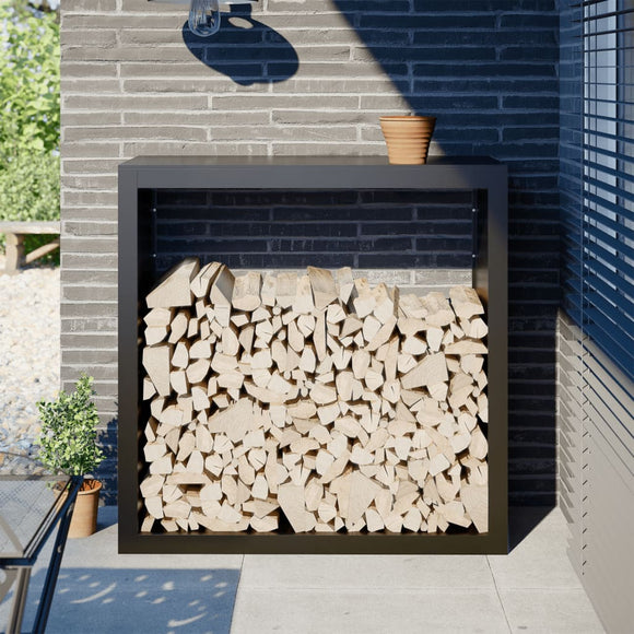 NNEVL Firewood Rack Black 100x40x100 cm Steel