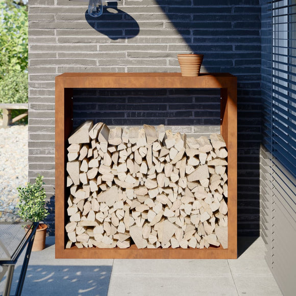 NNEVL Firewood Rack 100x40x100 cm Weathering Steel
