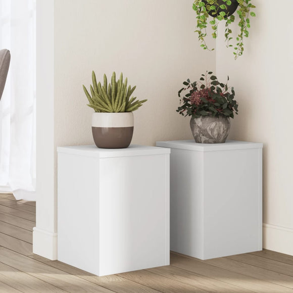 NNEVL Plant Stands 2 pcs White 25x25x35 cm Engineered Wood
