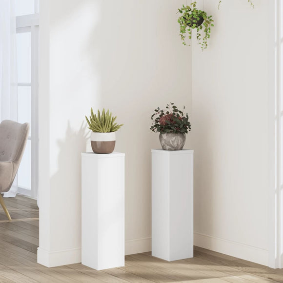 NNEVL Plant Stands 2 pcs White 17x17x60 cm Engineered Wood