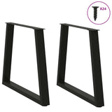 NNEVL Dining Table Legs V-Shape 2 pcs Black 70x(72-73.3) cm Steel