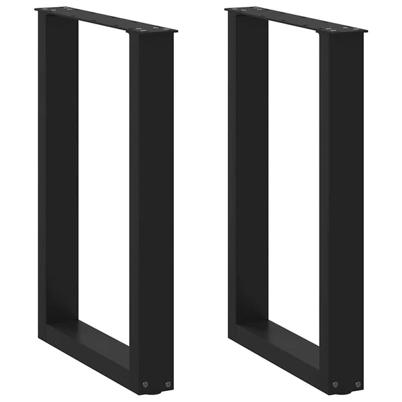 NNEVL Dining Table Legs U-Shaped 2 pcs Black 50x(72-73) cm Steel