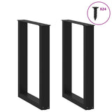 NNEVL Dining Table Legs U-Shaped 2 pcs Black 50x(72-73) cm Steel