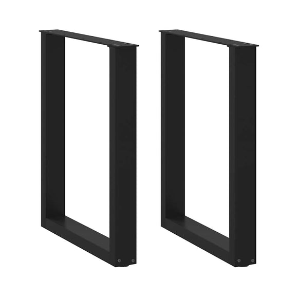 NNEVL Dining Table Legs U-Shaped 2 pcs Black 60x(72-73) cm Steel