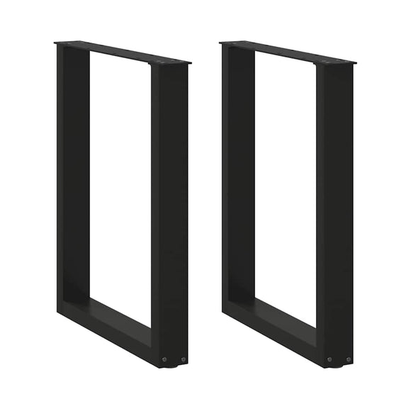 NNEVL Dining Table Legs U-Shaped 2 pcs Black 70x(72-73) cm Steel