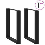 NNEVL Dining Table Legs U-Shaped 2 pcs Black 70x(72-73) cm Steel