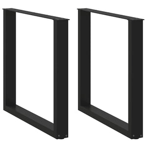 NNEVL Dining Table Legs U-Shaped 2 pcs Black 80x(72-73) cm Steel