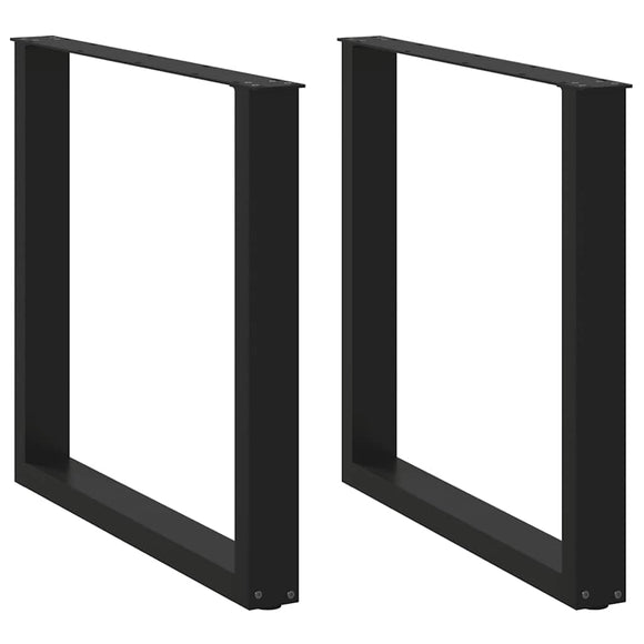 NNEVL Dining Table Legs U-Shaped 2 pcs Black 80x(72-73) cm Steel