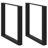 NNEVL Dining Table Legs U-Shaped 2 pcs Black 80x(72-73) cm Steel