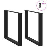 NNEVL Dining Table Legs U-Shaped 2 pcs Black 80x(72-73) cm Steel