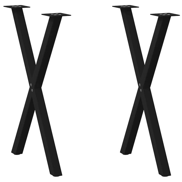 NNEVL Dining Table Legs X-Shaped 2 pcs Black 60x(72-73) cm Steel