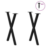 NNEVL Dining Table Legs X-Shaped 2 pcs Black 60x(72-73) cm Steel