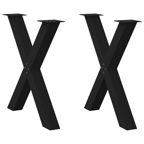 NNEVL Dining Table Legs X-Shaped 2 pcs Black 80x(72-73) cm Steel