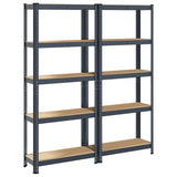 NNEVL 5-Layer Storage Shelves 2 pcs Anthracite Steel&Engineered Wood